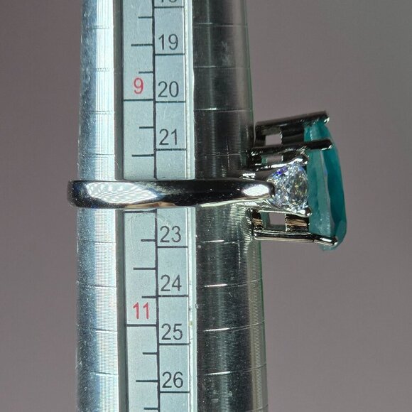 Pear-Shaped Simulated Paraiba Statement Ring Size 10 (NWOT) - Picture 3 of 5